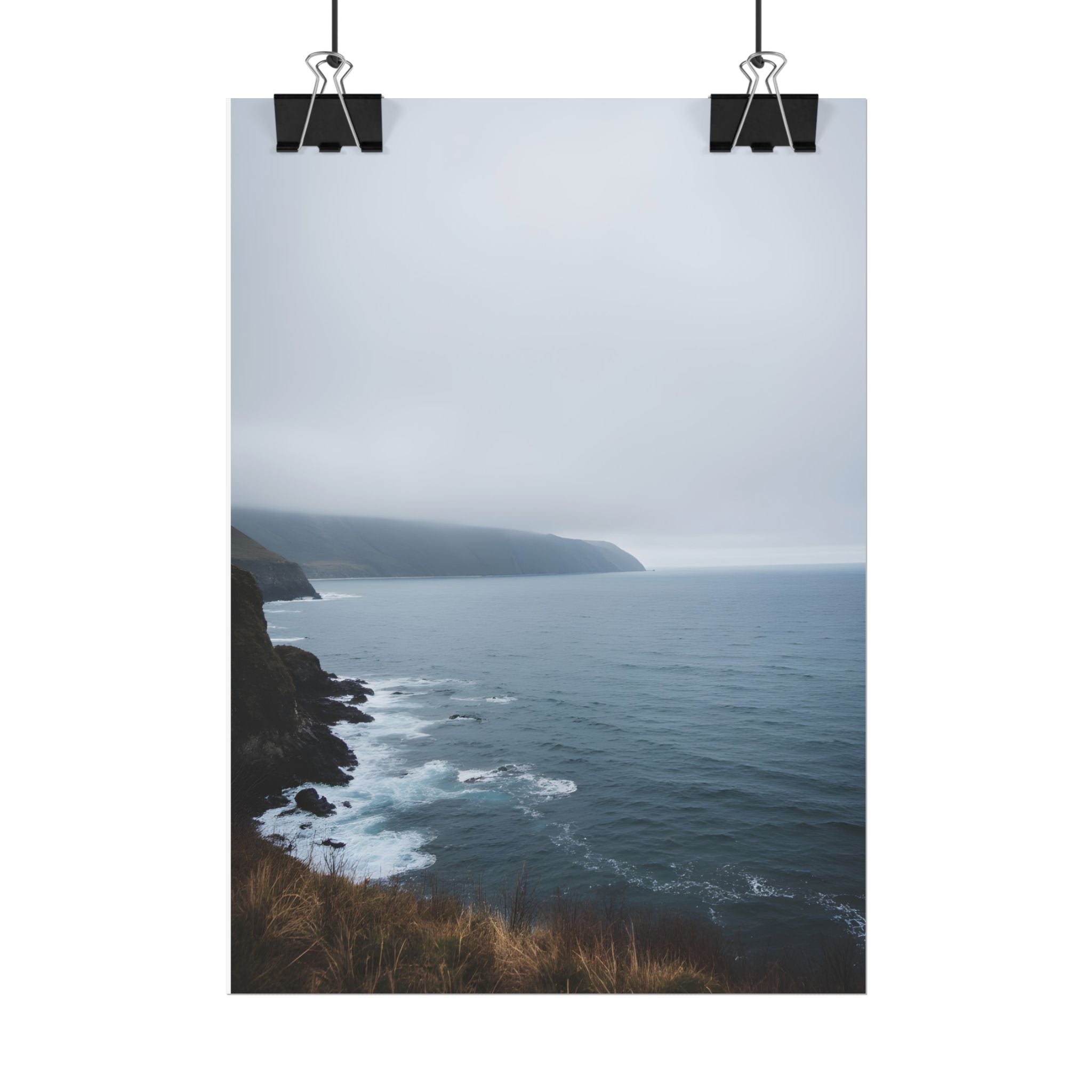 Foggy Coastal Cliff Wall Art  - Poster