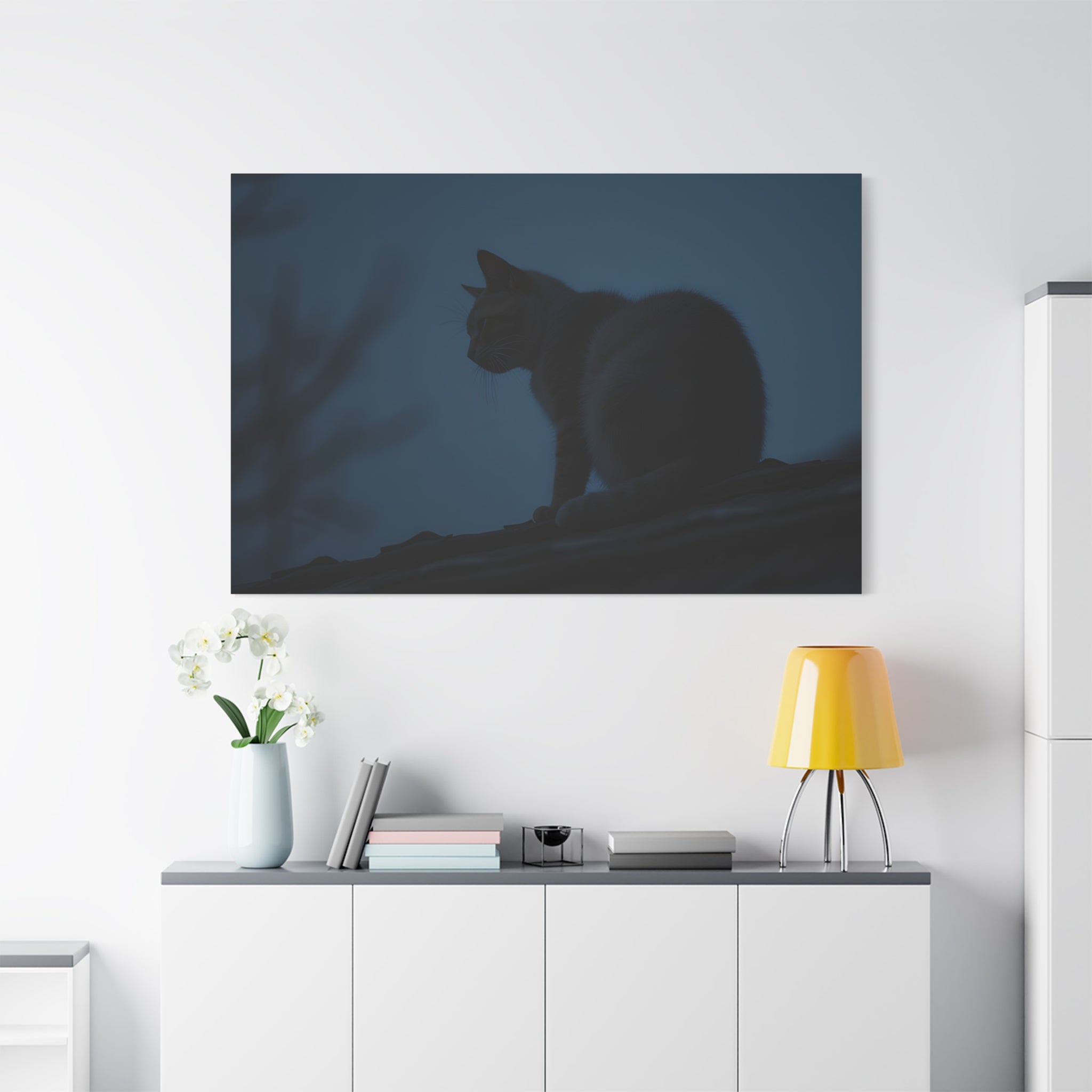 Muurdecoratie met de Nachtwakerkat - Gespannen canvas 