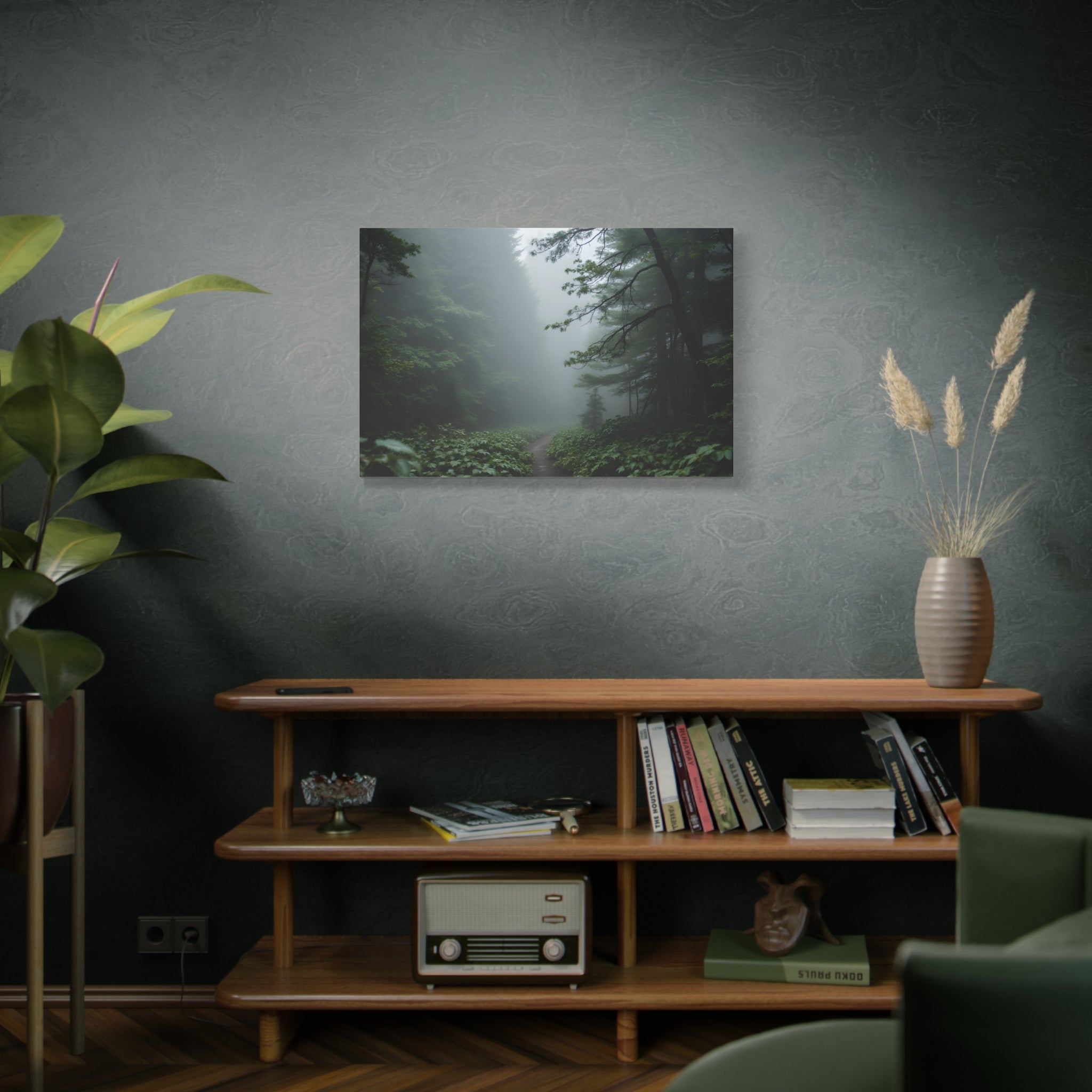 Misty Forest Path  Stretched Wall Art - Canvas Print