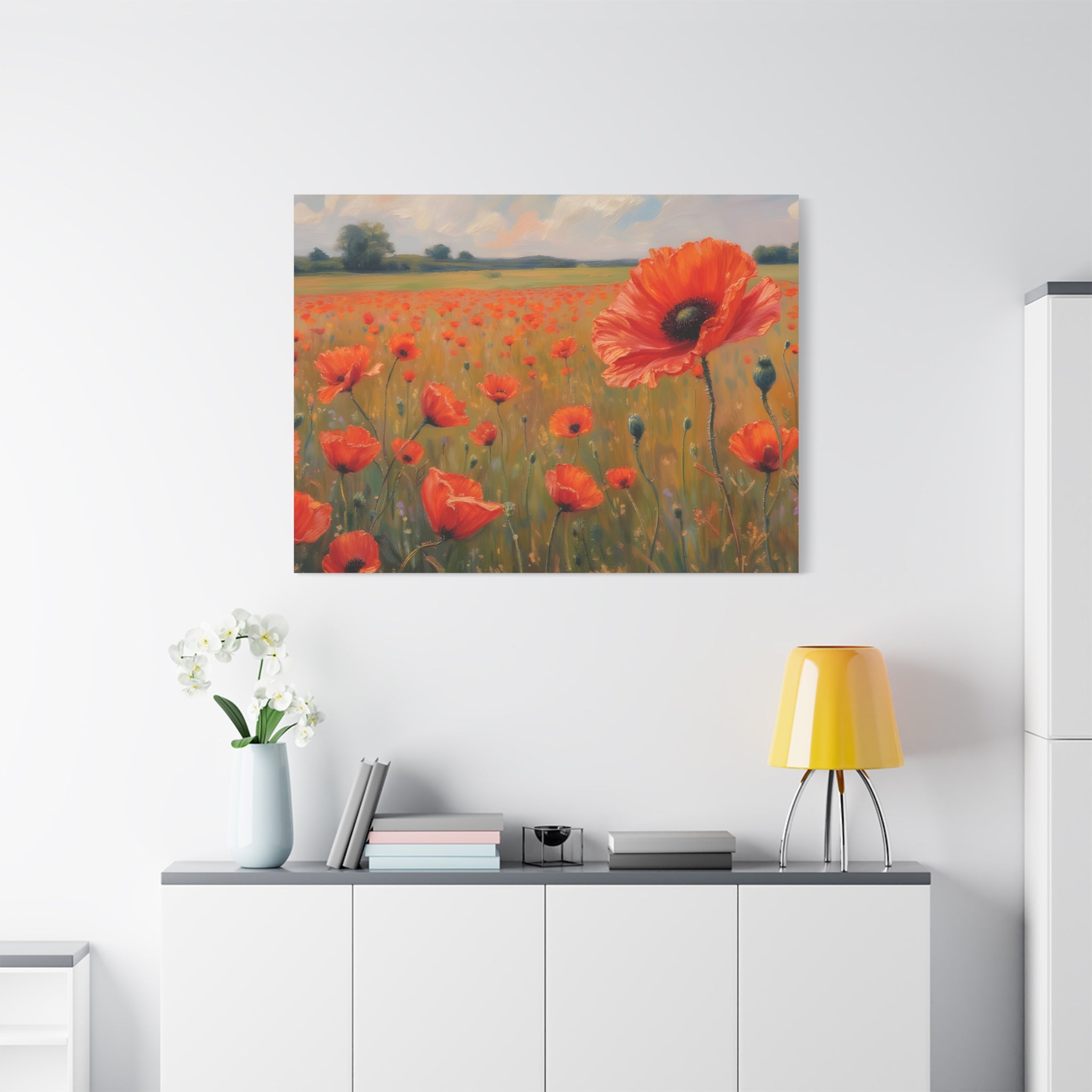 Poppy Field Canvas Wall Art — Matte Stretched Floral Painting