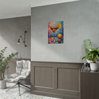 Buntes Martiniglas mit Zitrone und Olive – Wandbild/Poster 
