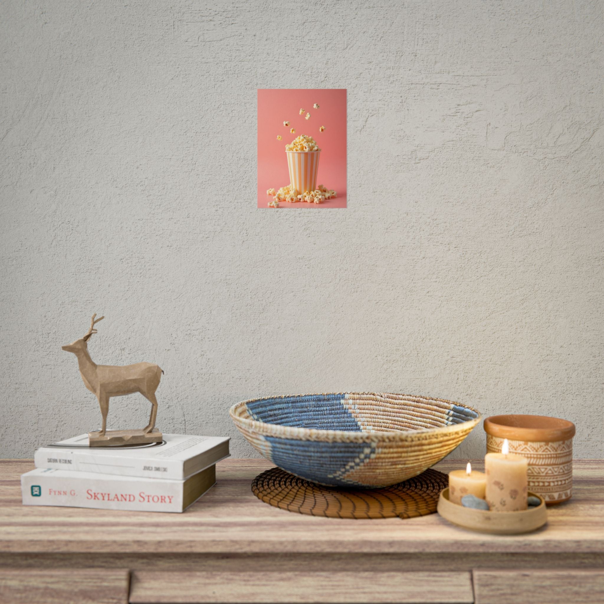 Popcorn with a pink background - Poster