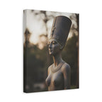 Bronzen standbeeld van Nefertiti als wanddecoratie - Egyptische beeldhouwkunst - Fotografie - Koningin van Egypte - Opgespannen canvas 