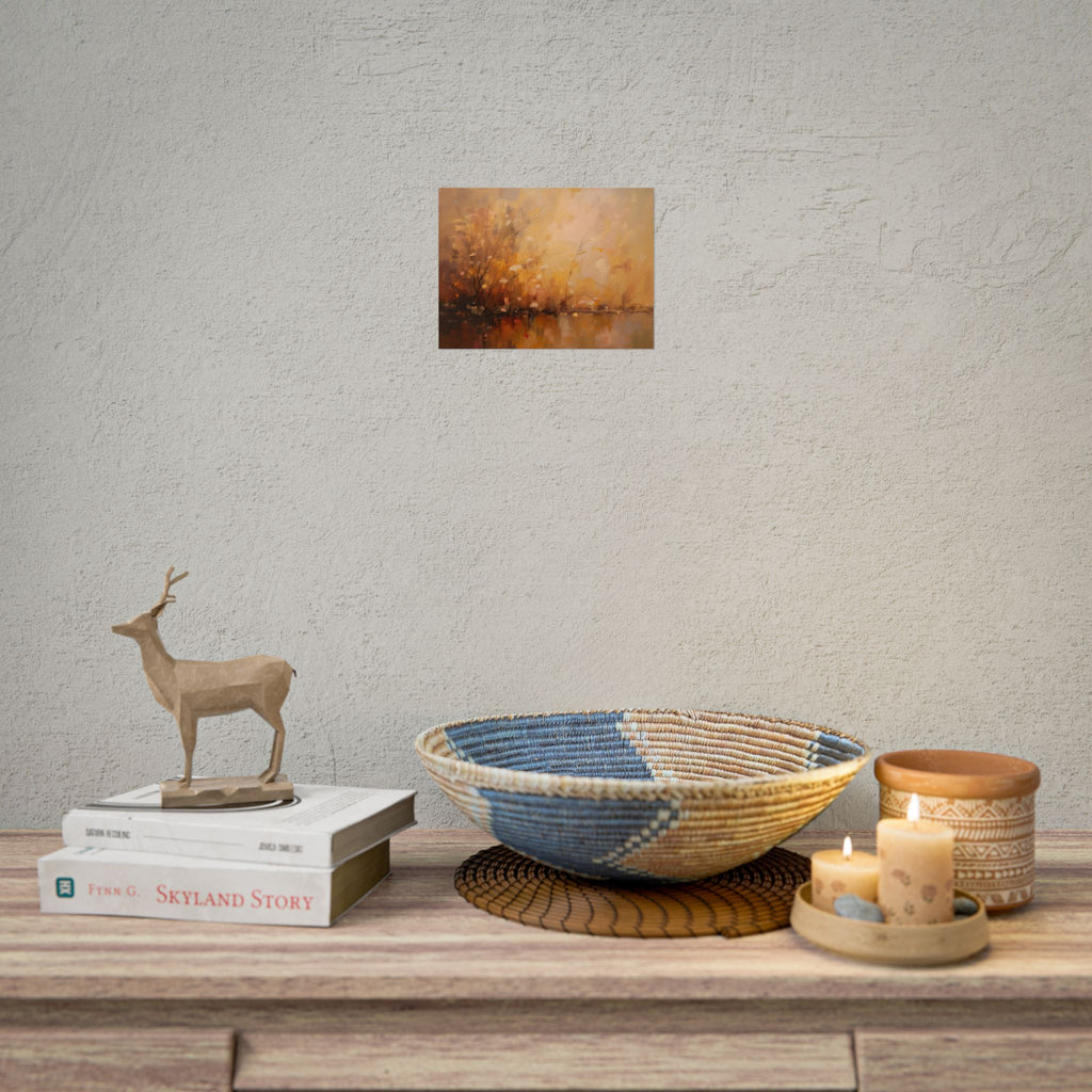 Abstracte muurdecoratie met gouden weidemotief - Poster 