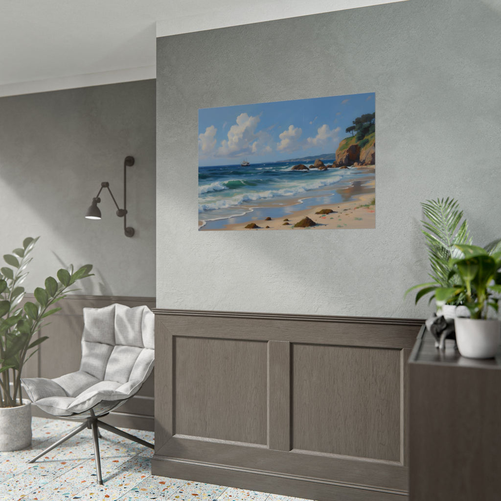 Coastal Seascape Poster - Rolled Beach Print, Ocean Waves Wall Art