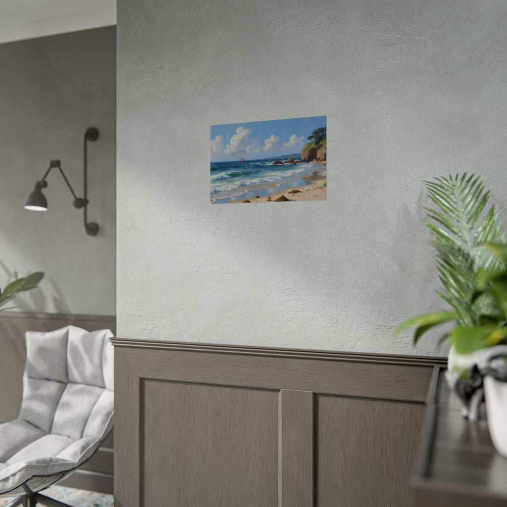 Coastal Seascape Poster - Rolled Beach Print, Ocean Waves Wall Art