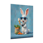 Blue Bunny Poster - Cute Sunglasses Rabbit Rolled Art Print