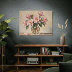 Pink Peonies Bouquet Canvas Wall Art - Stretched Matte Floral Print