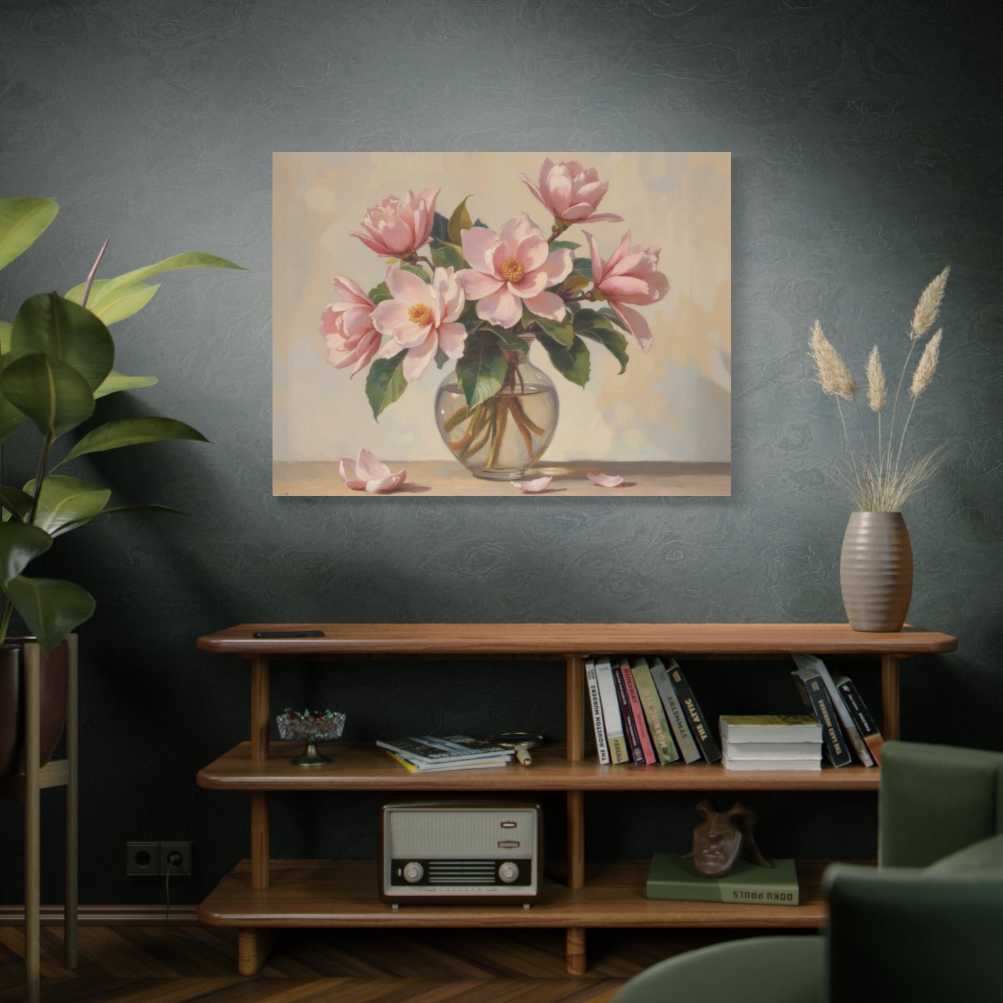 Pink Peonies Bouquet Canvas Wall Art - Stretched Matte Floral Print