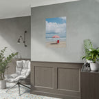 Sun-drenched beach memory with beach chair and umbrella - Poster