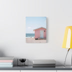 Pink Beach Cottage  Wall Art - Stretched Canvas