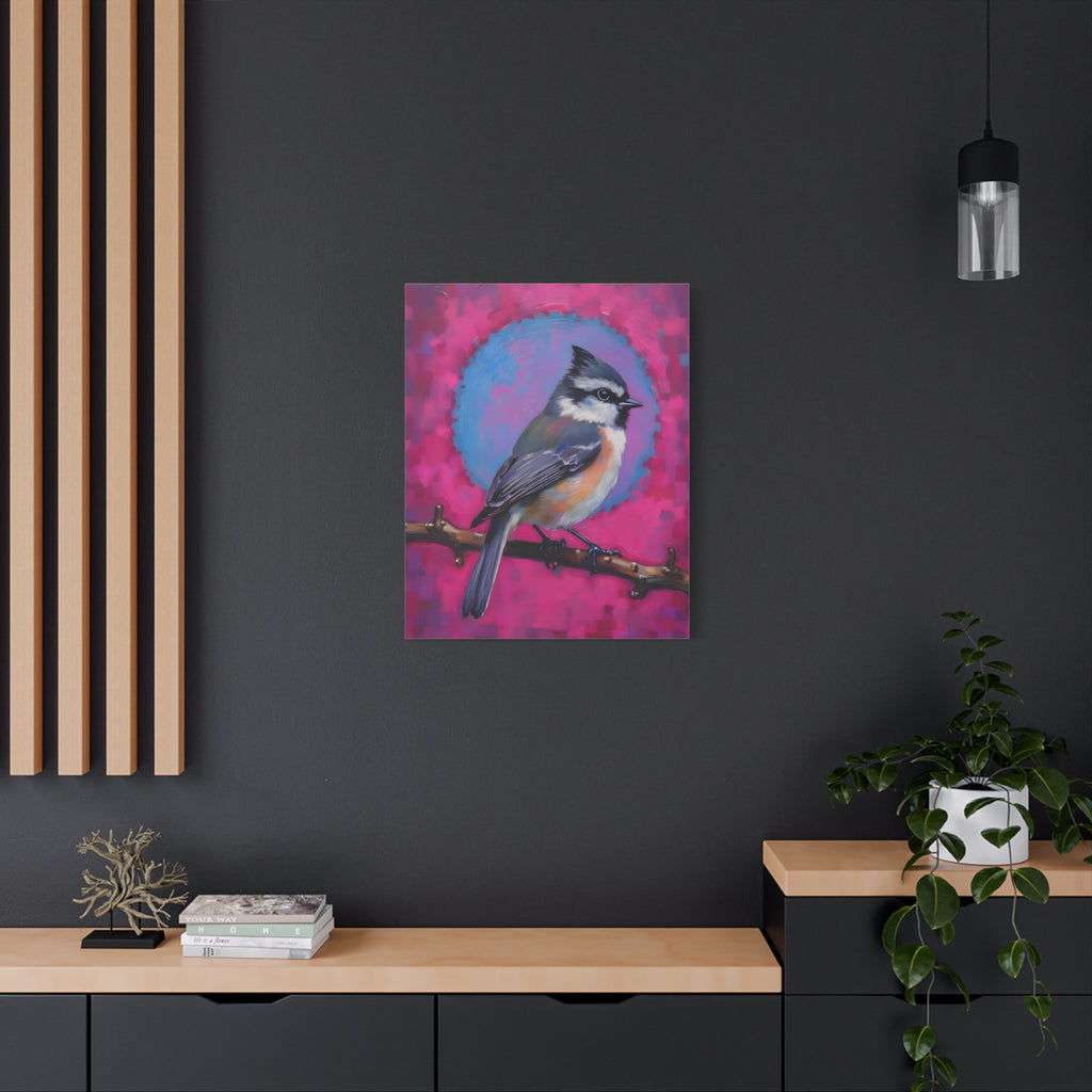Colorful Chickadee Bird Canvas Wall Art - Matte Stretched Canvas