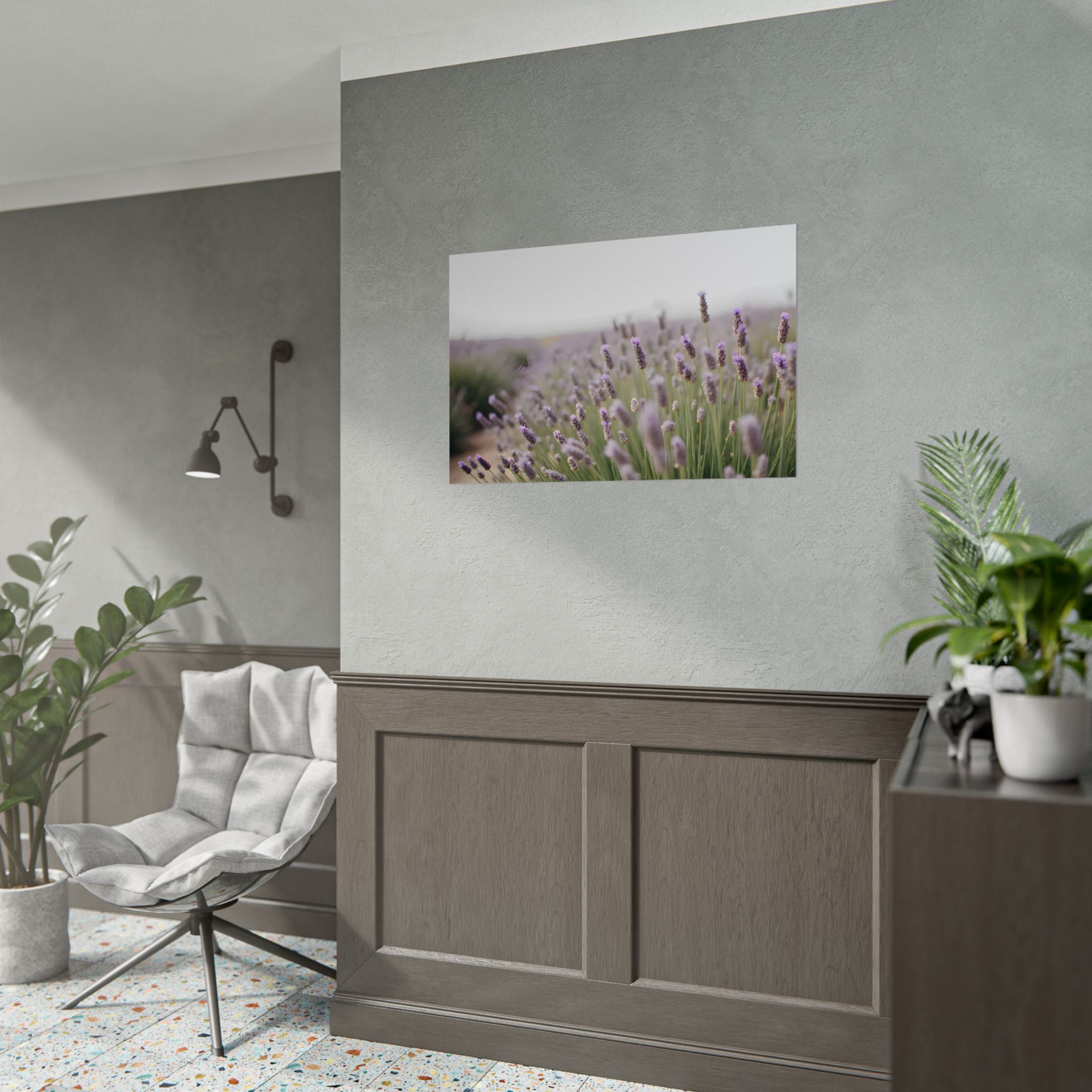 Muurdecoratie met lavendelveld – Poster 