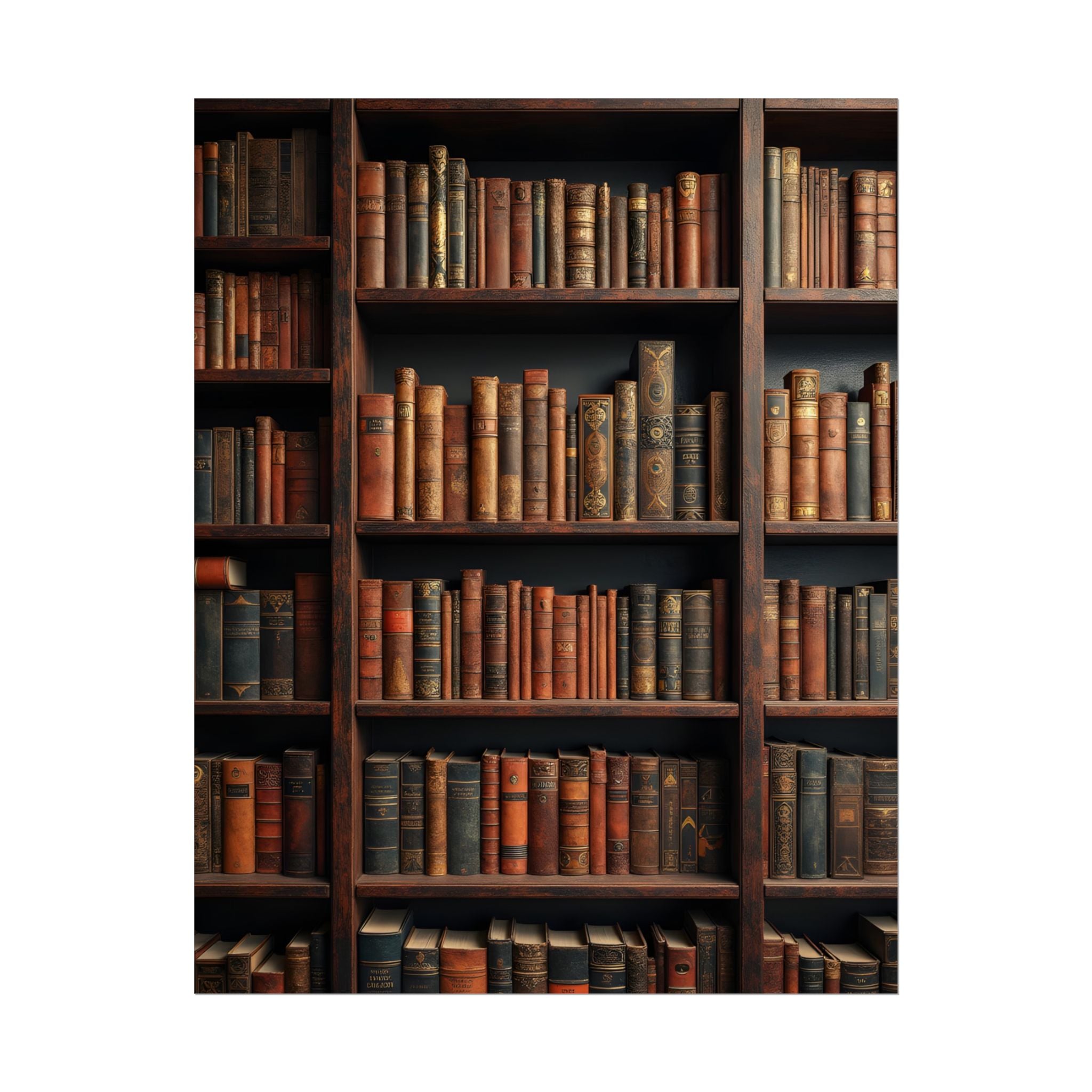 Vintage Library Bookshelf Rolled Poster - Antique Bookshop Wall Art