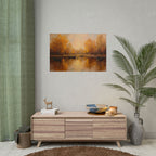 Herfst aan het meer met roeiboten - Poster 