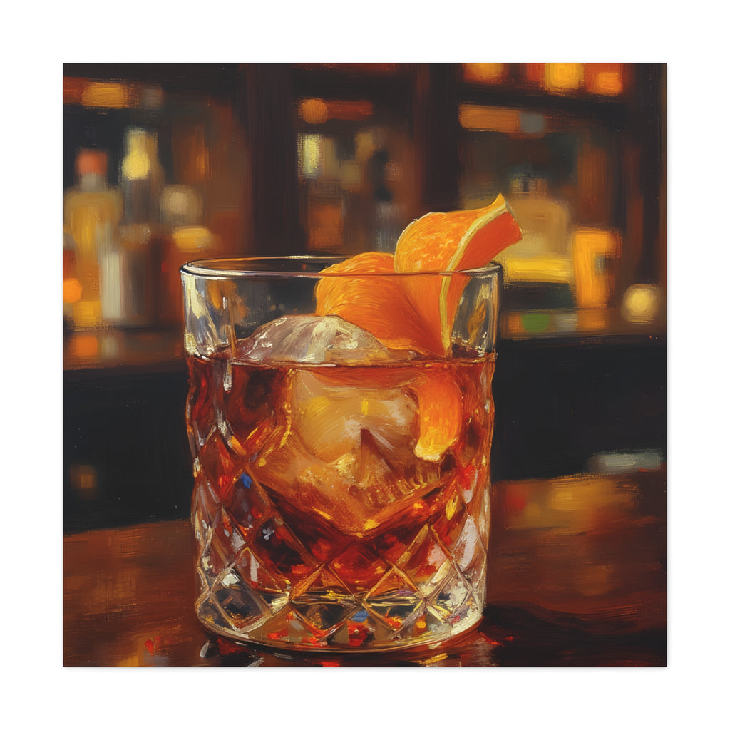 Whiskey on Ice – Wandbild auf mattem Keilrahmen – Bar- und Wohndekoration
