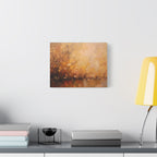 Abstracte muurdecoratie met gouden weidemotief - opgespannen canvas 