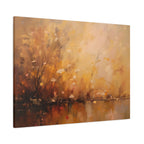 Abstracte muurdecoratie met gouden weidemotief - opgespannen canvas 