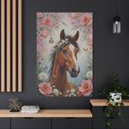 Floral Horse Portrait Canvas — Matte Stretched Wall Art
