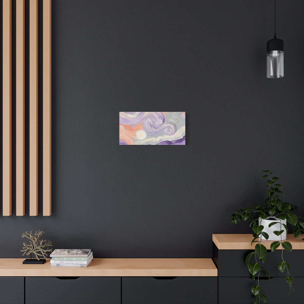 Abstract Swirl Canvas Art – Lavender & Peach Matte Stretched Canvas
