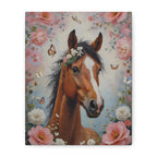 Floral Horse Portrait Canvas — Matte Stretched Wall Art