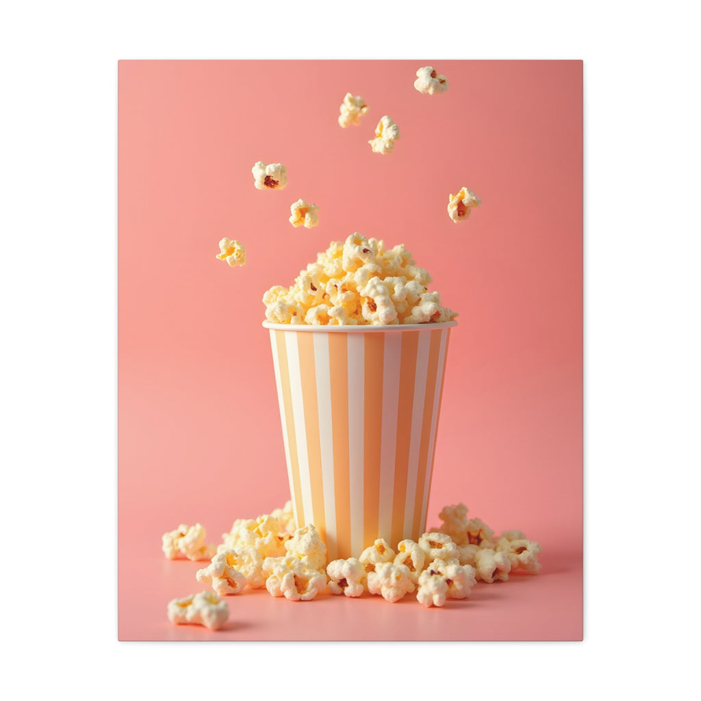 Popcorn met een roze achtergrond Muurdecoratie - Gespannen canvas 