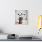 Muurdecoratie met alpengras in pot – gespannen canvas