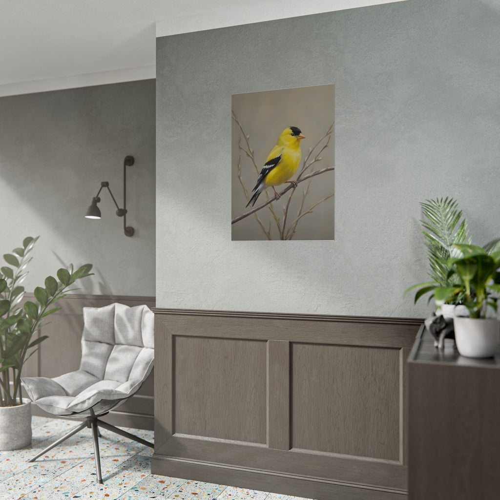 Goudvink Kunst Poster - Gele Zangvogel Print voor Natuurliefhebbers