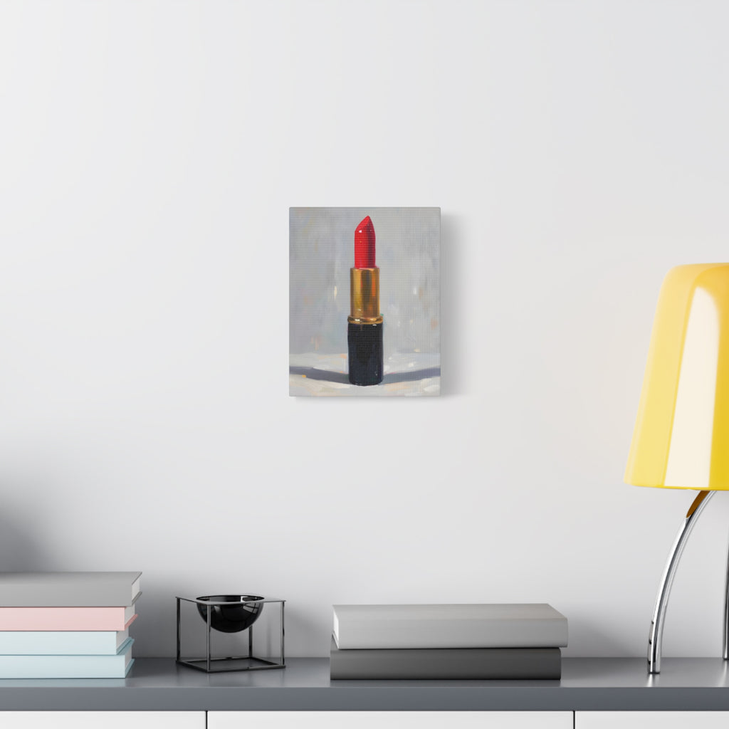 Red Lipstick Canvas Art — Cosmetic Pop Still Life Wall Decor