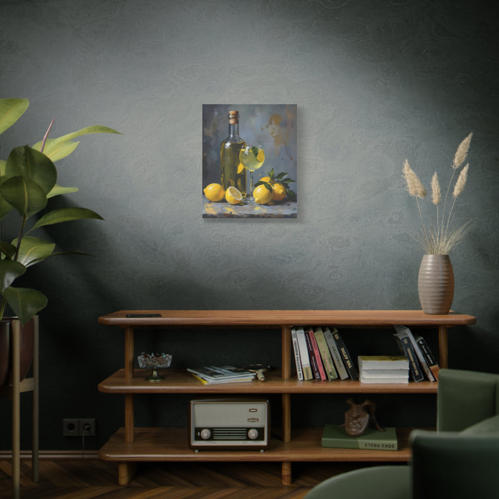 Limoncello with lemons Still Life Matte Canvas Wall Art