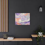 Abstract Swirl Canvas Art – Lavender & Peach Matte Stretched Canvas