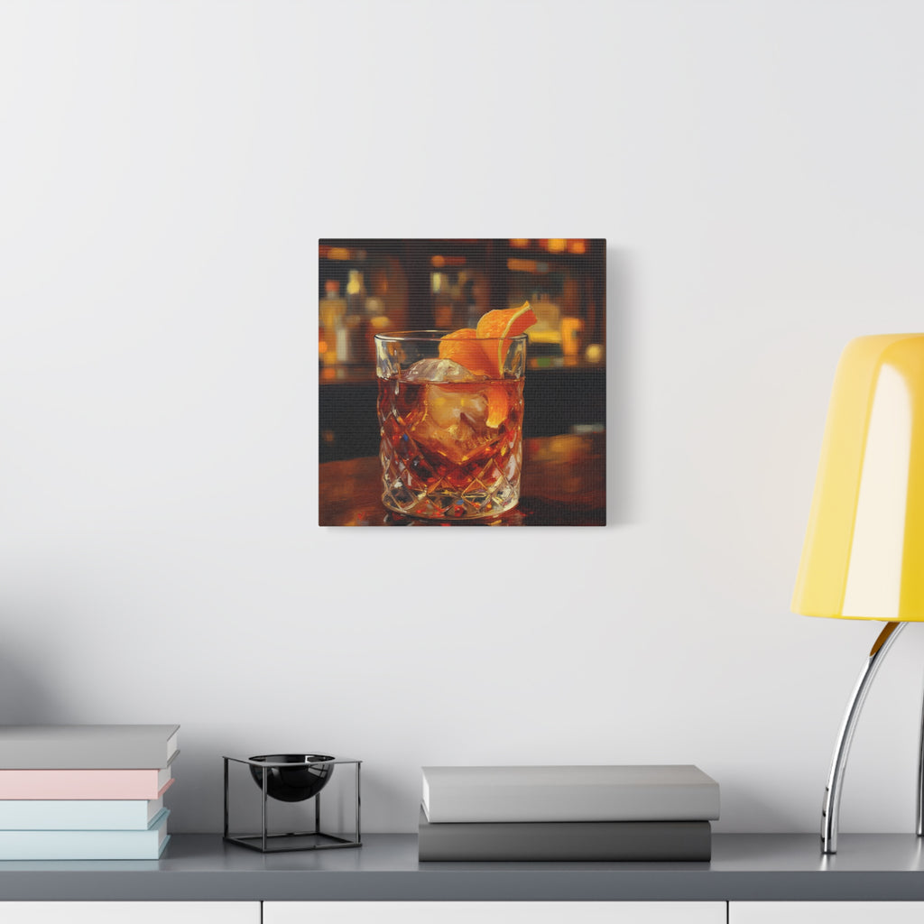 Whisky auf Eis – Wandbild – Bar- und Wohndekoration – Leinwand 