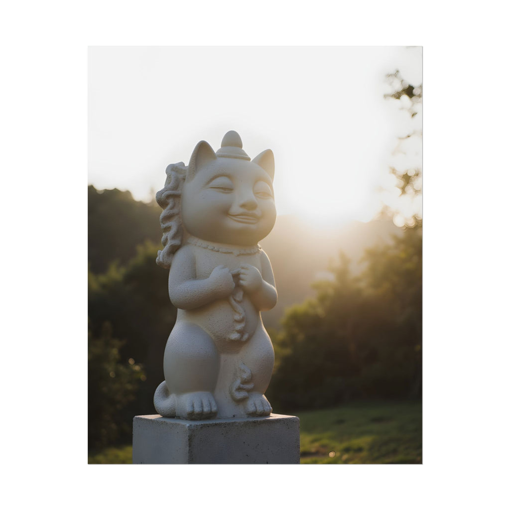 Zonovergoten gelukskat muurdecoratie - Poster 