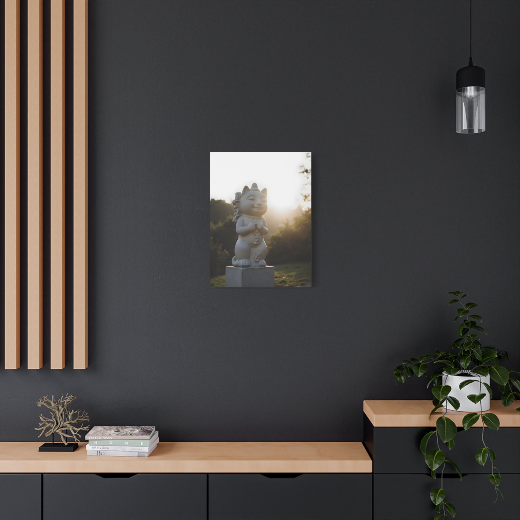 Sunlit Lucky Cat Wall Art - Stretched Canvas