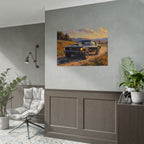 Vintage Mustang Sonnenuntergang Wandbild – Klassisches Muscle-Car – Poster 
