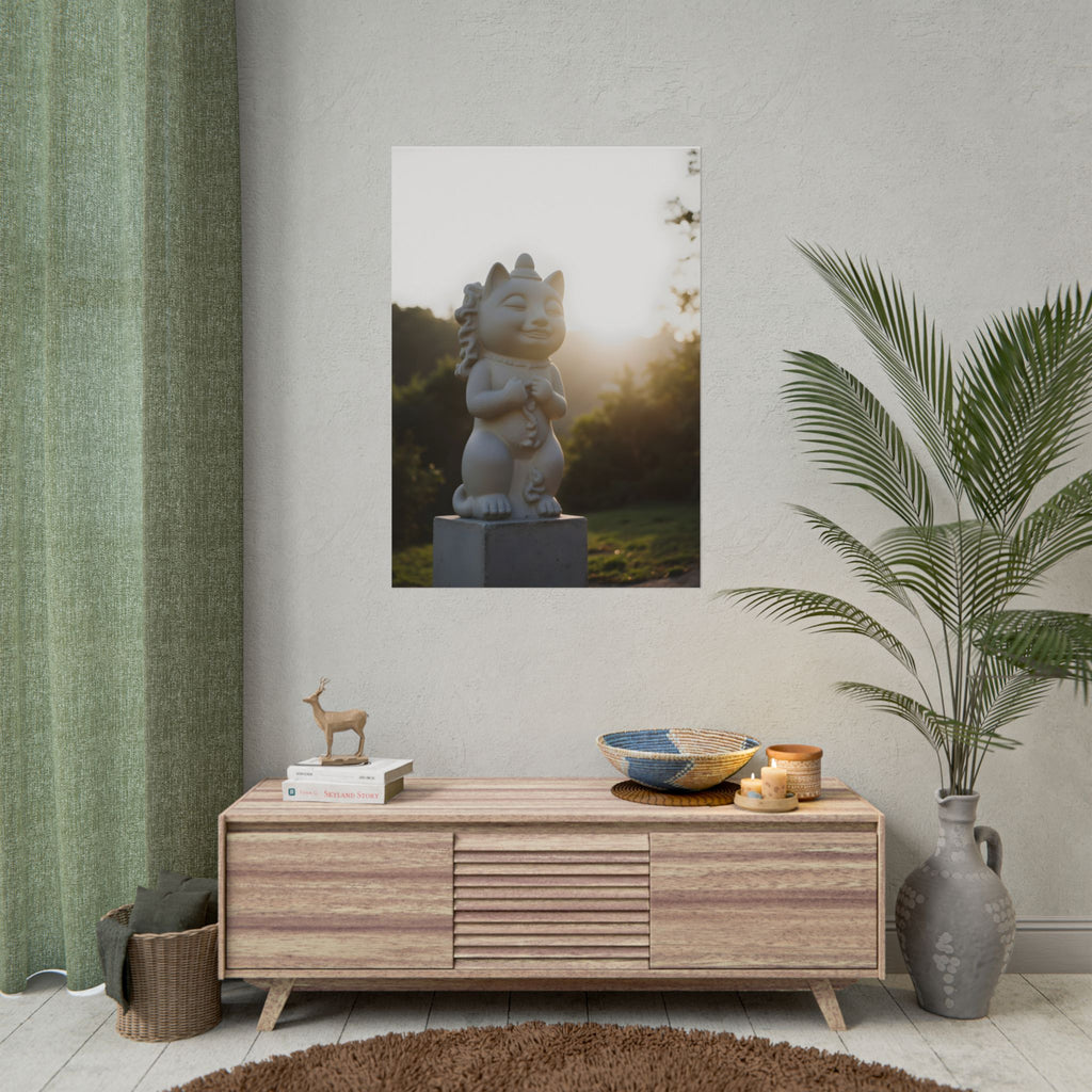 Zonovergoten gelukskat muurdecoratie - Poster 