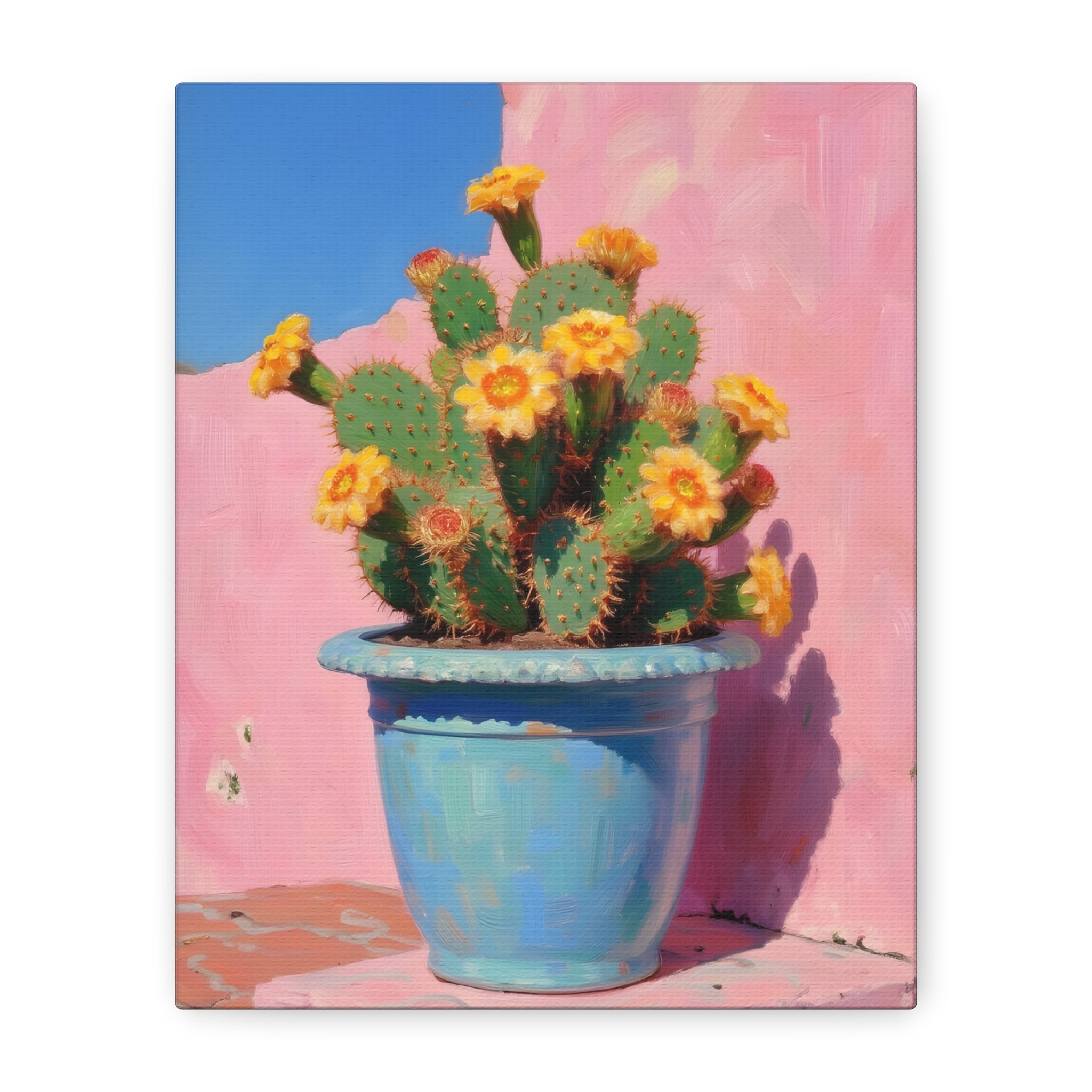 Cactus Roze Muurdecoratie - Gespannen Canvas 
