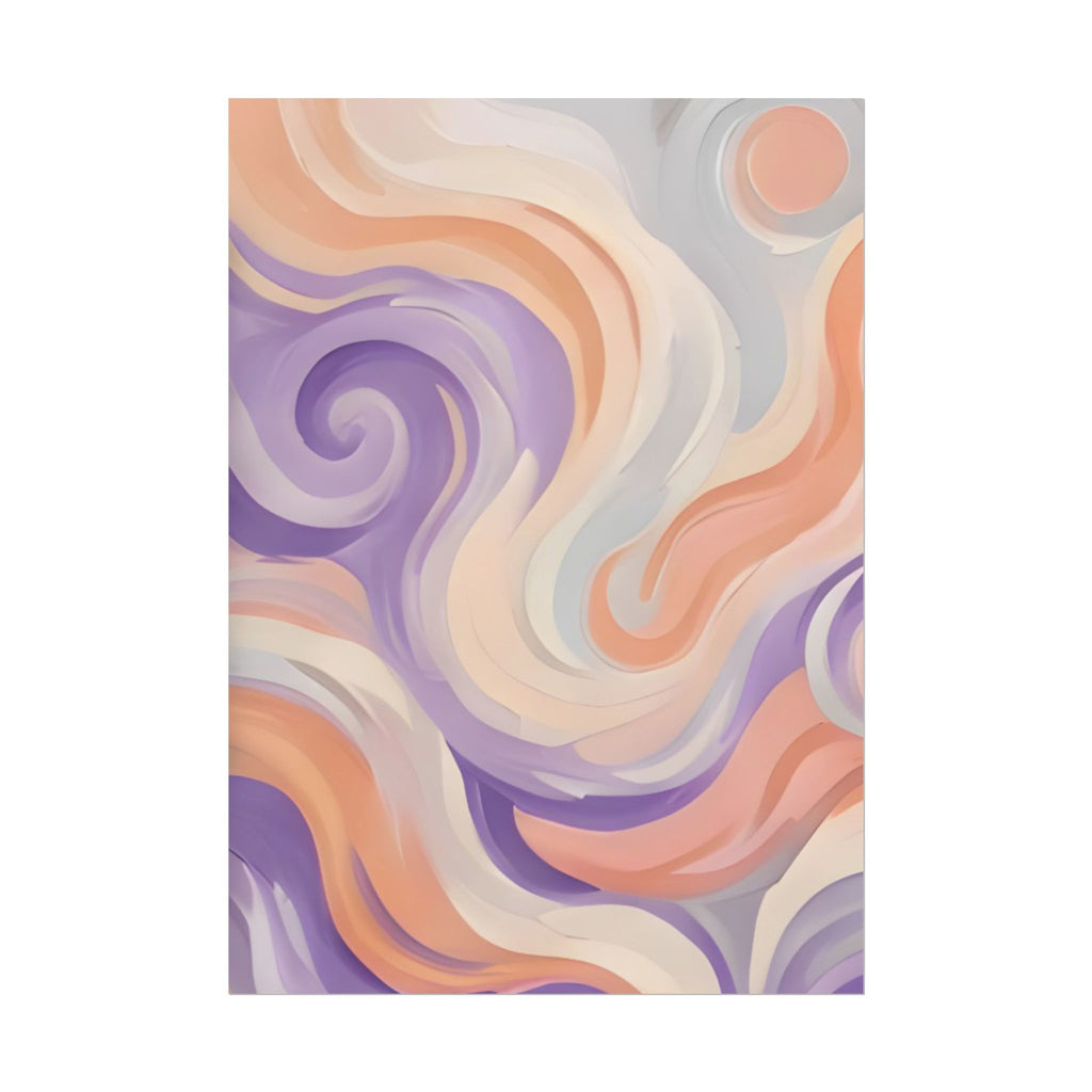 Abstract Swirl Poster - Peach & Lavender Fluid Art Rolled Wall Print