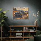 Vintage Mustang Sonnenuntergangs-Wandbild – Klassisches Muscle-Car – Leinwand 