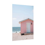 Roze strandhuisje als muurdecoratie - Poster 