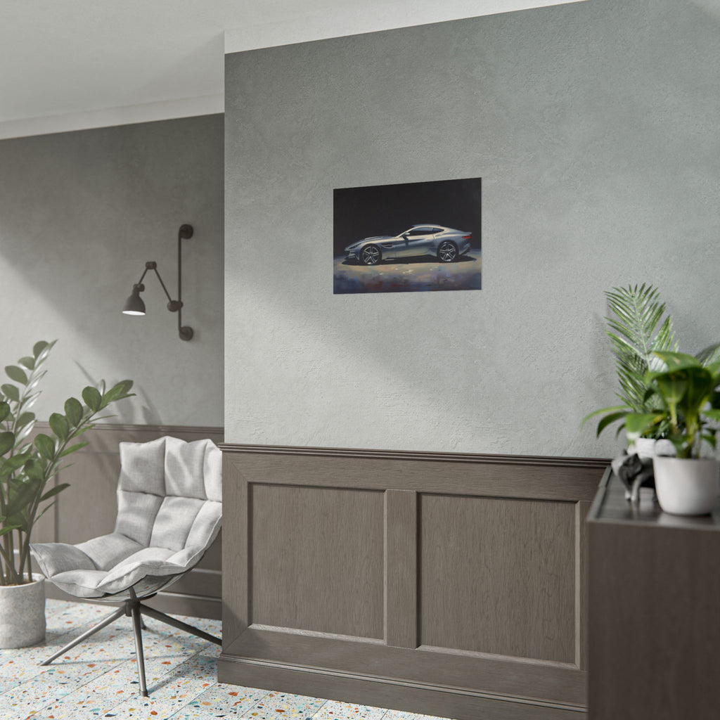 Sports Car Poster - Silver GT Automotive Art Print (Rolled Poster)