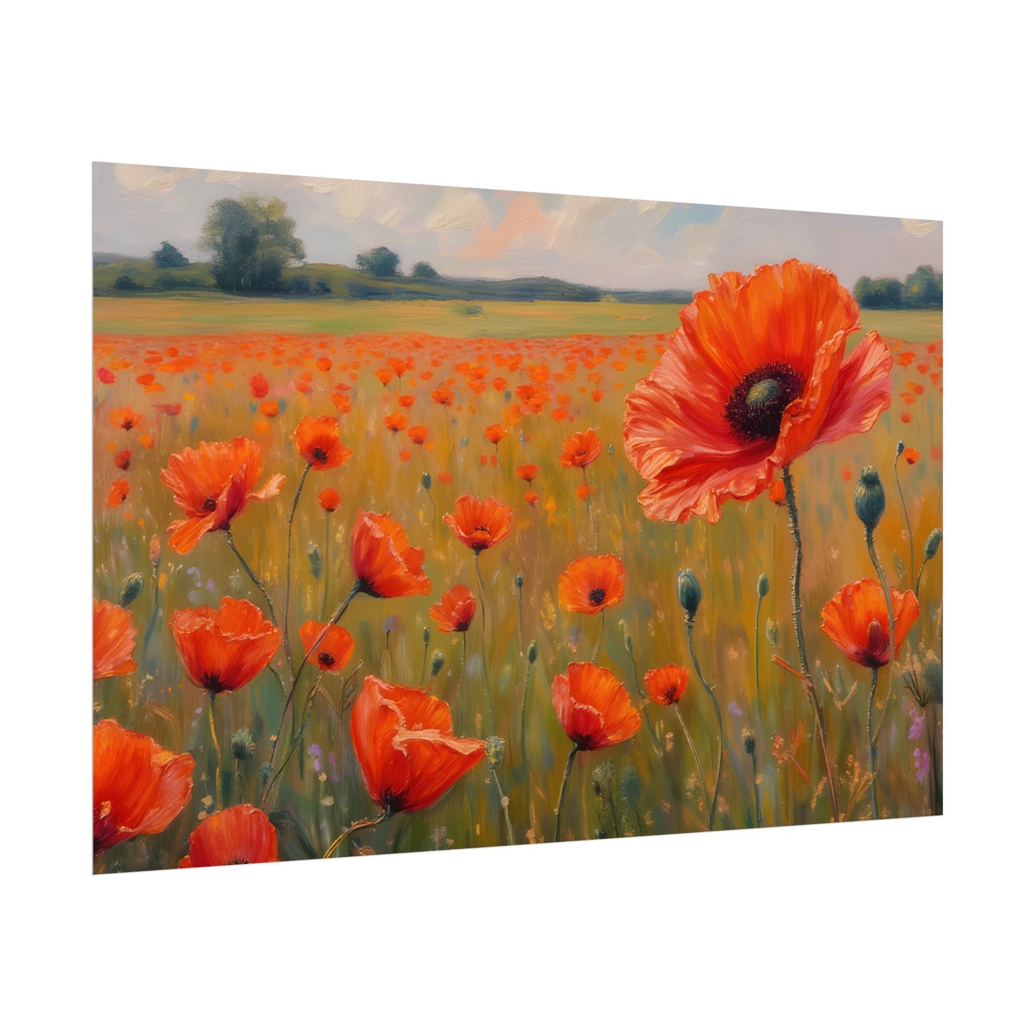 Poppy Field Art Poster - Rolled Floral Wall Print for Home & Office