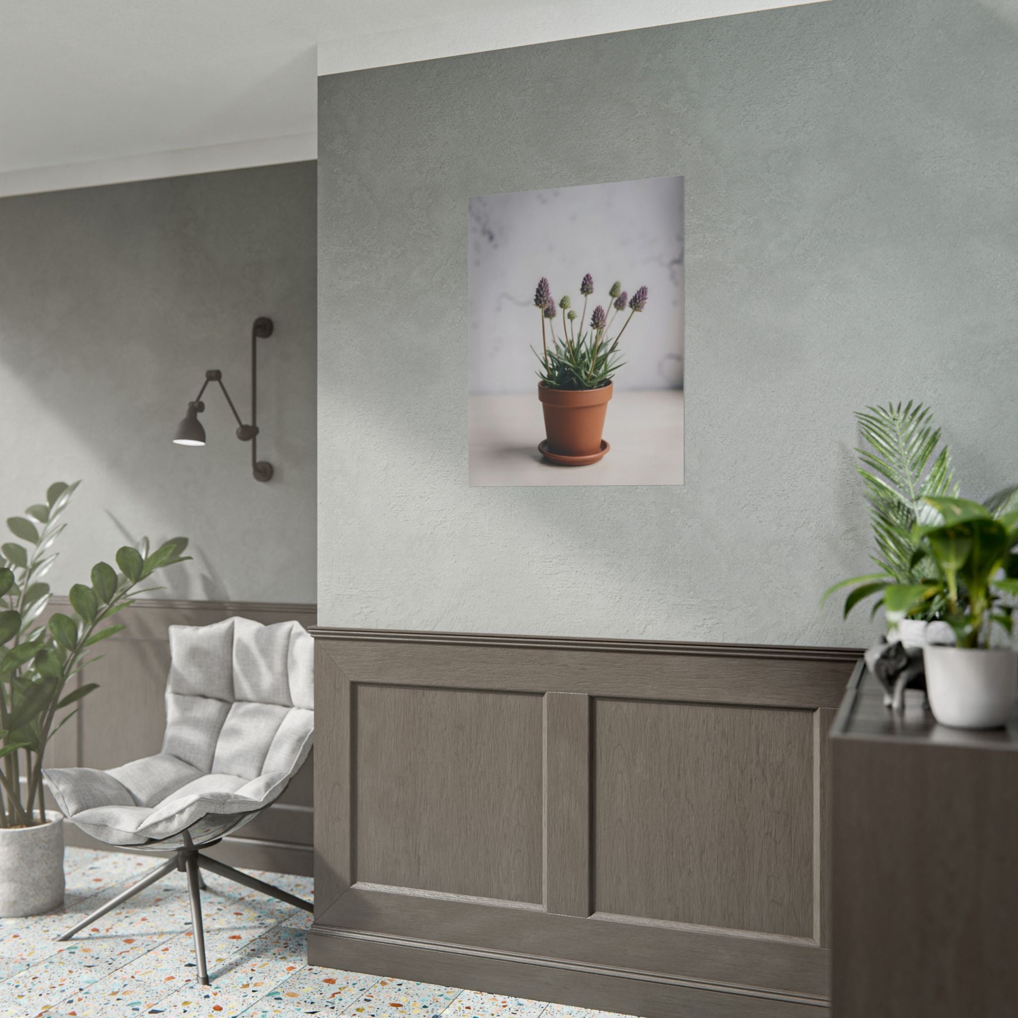 Muurdecoratie met alpengras in pot – Poster 