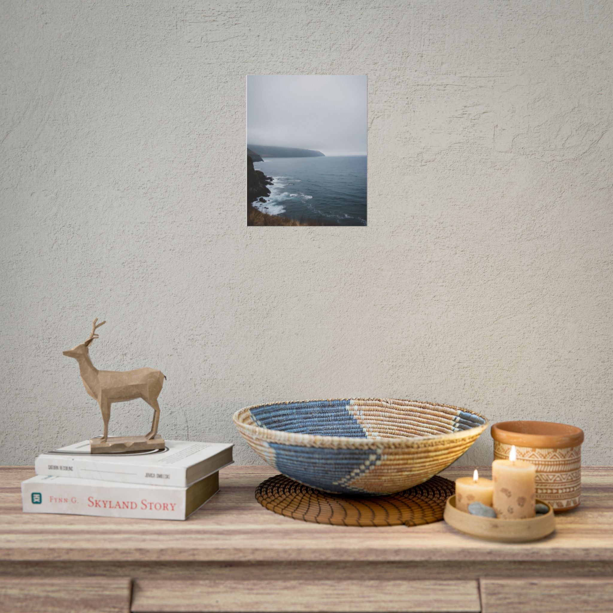 Foggy Coastal Cliff Wall Art  - Poster