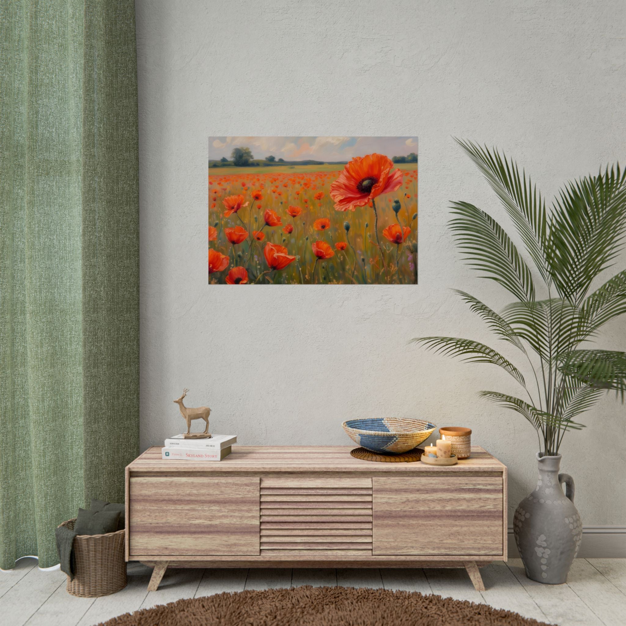 Poppy Field Art Poster - Rolled Floral Wall Print for Home & Office