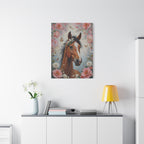 Floral Horse Portrait Canvas — Matte Stretched Wall Art