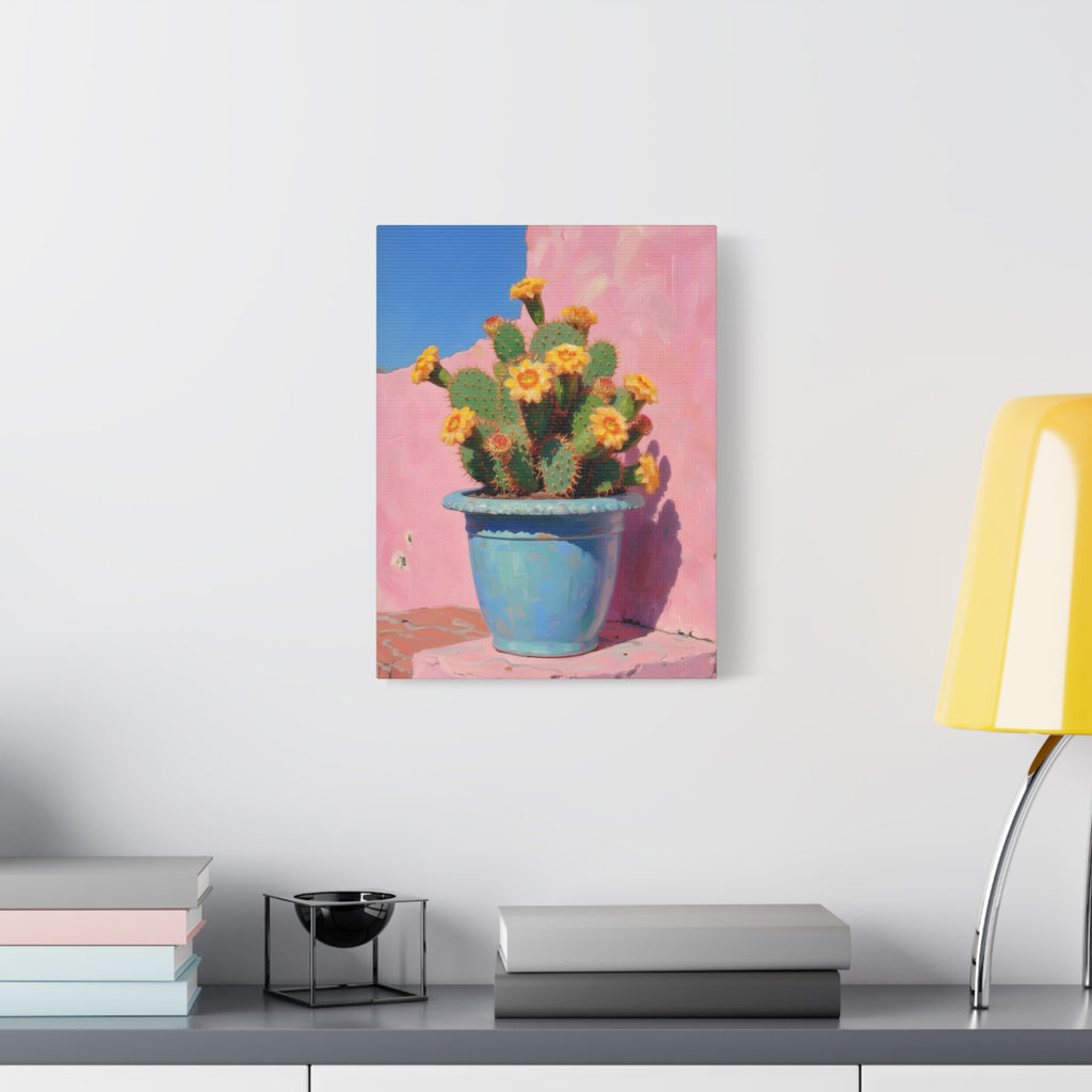 Cactus Roze Muurdecoratie - Gespannen Canvas 