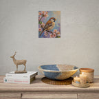 Bird on Blossom Rolled Poster — Spring Sparrow on Branch Wall Art Print