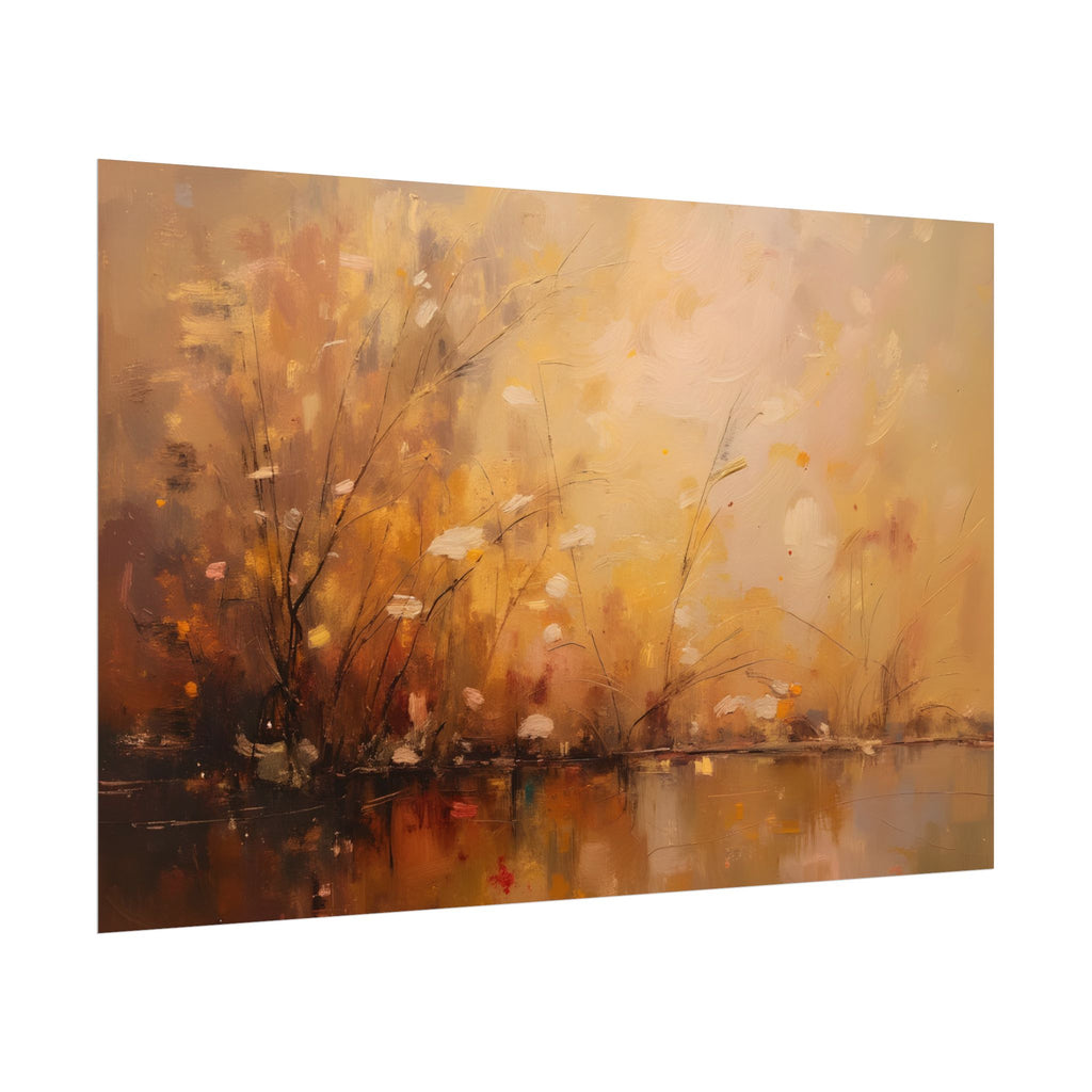 Abstracte muurdecoratie met gouden weidemotief - Poster 