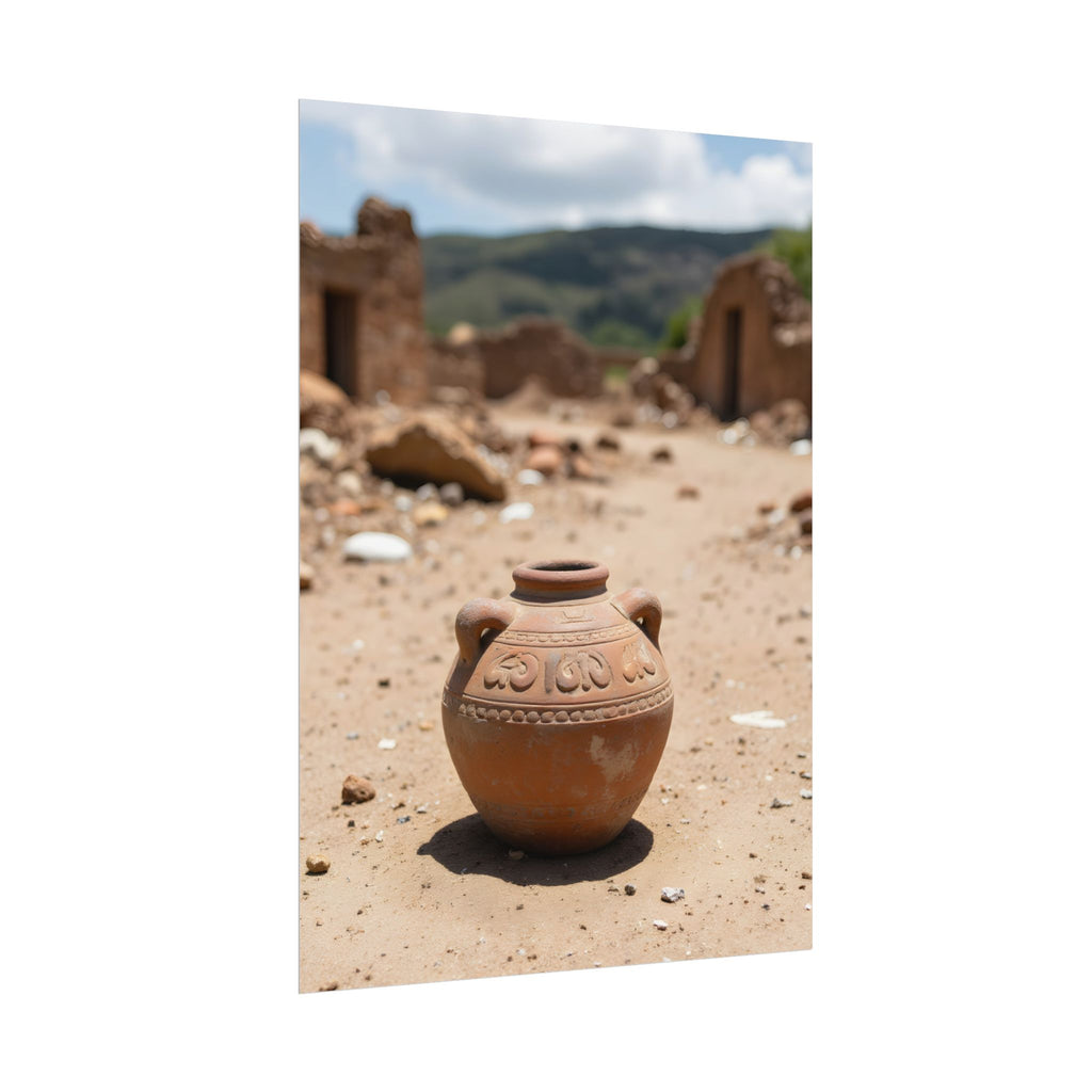 Rustieke terracotta bloempotwoestijnposter - opgerolde fotoafdruk